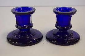Pair Of Antique Cobalt Blue Glass