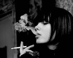 monochrome women cigarettes smoke
