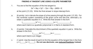 finding a tangent line using a slope