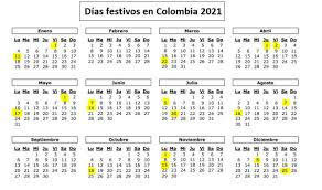 21 de octubre de 2020 diciembre febrero marzo abril mayo junio julio agosto septiembre octubre noviembre notas: Calendario De Colombia Estos Los 18 Dias Festivos En Colombia 2021