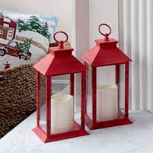 Red Lantern With Lit Candle 12