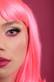 pink hair and makeup cosmetics stylish