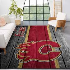 calgary flames nhl team logo wooden