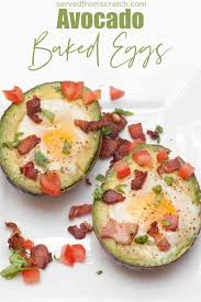 avocado baked eggs served from scratch