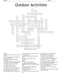 outdoor activities crossword wordmint