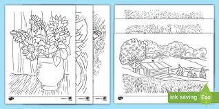 vincent van gogh themed colouring pages