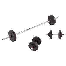 cast iron dumbbell and barbell set