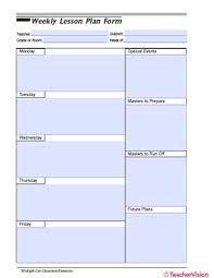 Weekly Lesson Plan Form Teachervision