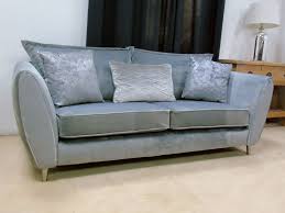 gabrielle velvet 3 seater sofa plush silver