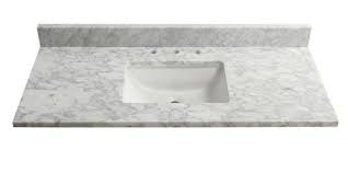 Marble supplies beautiful, durable bathroom countertops. Tuscany 49 X 22 Carrara Marble Vanity Top With Wave Rectangular Undermount Bowl At Menards