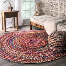 multicolor round jute cotton rugs for
