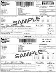 Sample Express Mail International Shipping Label With Customs Form