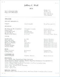 Musical Theater Resume Template Free Acting Resume Template Free