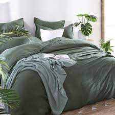 linen look dark green quilt cover