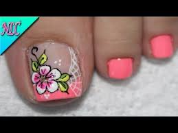Diseños para pedicure en esmalte azul y plata. Easy Flower Nail Art French Nail Art Nlc Youtube French Nail Art Flower Nails Pedicure Nail Art