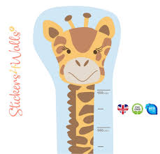 Reusable Safari Giraffe Height Chart Fabric Wall Sticker