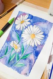 draw paint a daisy in watercolour