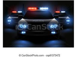 Police Light Bar Composition Car Led Lights Realistic Composition With Images Of Police Patrol Wagons With Dimmed Headlights