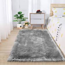 latepis sheepskin faux furry grey 5 ft