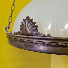 Milk Glass Pendant Lamp 1900s