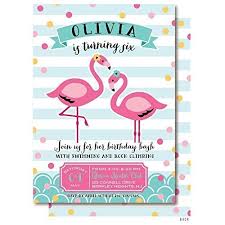 Amazon Com Pink Flamingo Pool Birthday Party Invitations