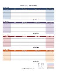 Hourly Time Card Monthly Time Card