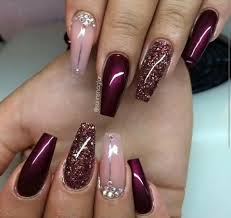 Burgundy color has become one of the most popular colors. Burgundy With Champagne Glitter Burgundy Nails Nail Designs Maroon Nails