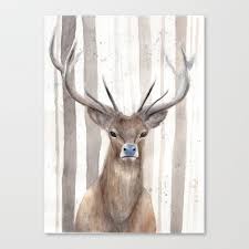 Deer In Winter Forest Canvas Print