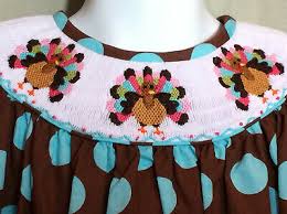 Southern Tots Brown Blue Polka Dot Smocked Turkey Thanksgiving Bishop Dress 24 M Ebay