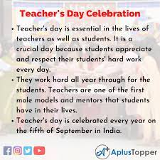 essay on teacher s day celebration