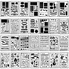 Weimeet 30 Pieces Panting Drawing Lettering Stencils Template Letter And Number Stencils Animals Bullet Journal Stencil Templates