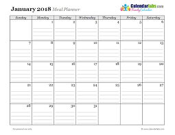 Weekly Menu Template Excel 2018 Printables Corner