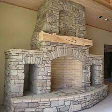 Stone Fireplace With Wood Storage