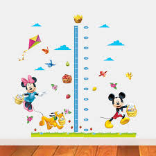 Us 3 37 25 Off Cartoon Minnie Mickey Mouse Growth Chart Kids Baby Nursery Bedroom Wall Stickers Decorative Home Height Measure Decals Diy Decor In
