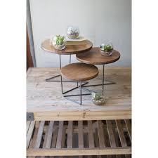 Round Wire Display Risers W Wood Tops