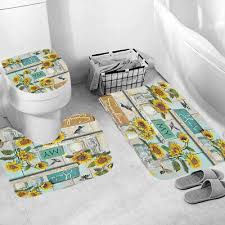 Sunflower Bathroom Rug Set Shower