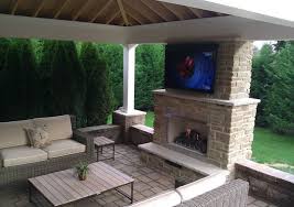 outdoor gas fireplace with television