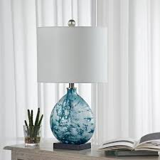 23 In Bedside Blue Glass Table Lamp