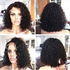 Human hair wigs curly brazilian remy hair lace front wig with baby hair pre plucked natural hariline. Shop Human Hair Brazilian Lace Wig Loose Curly Water Wave Bob Haircut Glueless Full Lace With Baby Hair Side Part Natural Hairline 130 Online From Best Lace Front Wigs On Jd Com Global
