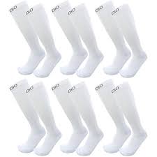 Fitdio Unisex 10 15mmhg Knee High 6 Pair White Graduated Compression Socks Sm