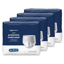 Amazon.com: Amazon Basics Incontinence Underwear for Men and Women,  Overnight Absorbency, Extra Large, 48 Count, 4 Pack of 12 (Previously  Solimo)