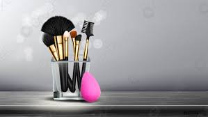 makeup brush banner vector cosmetic
