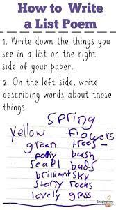 how to write a list poem