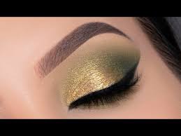 golden green eye makeup tutorial for