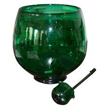 Green Glass Punch Bowl At 1stdibs