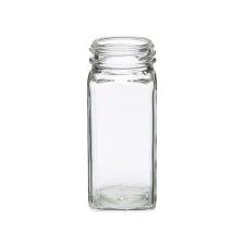 4 oz clear square glass spice jar with