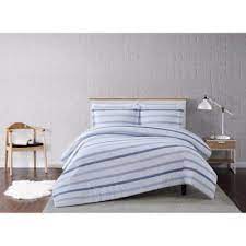 white blue stripe king comforter set