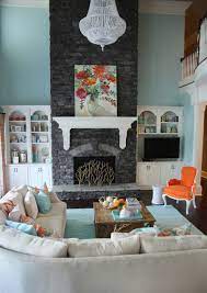 turquoise and orange living room houzz
