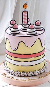 50 Cute Comic Cake Ideas For Any Occasion Pale Pink Yellow Cake gambar png