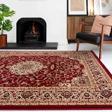 traditional red bordered rug jasmine